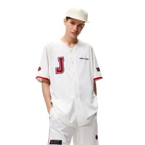 NWT Mens Jersey ZARA White Perforated Shirt SJ River Florida Button Front Jersey